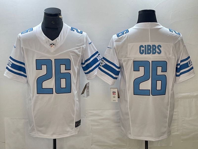Men Detroit Lions 26 Gibbs White 2023 Nike Vapor F.U.S.E. Limited NFL Jerseys